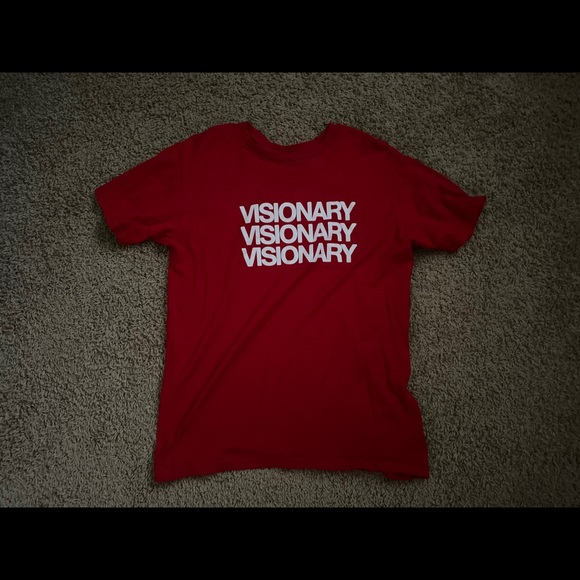 Red ‘Visionary’ Script T-Shirt - Picture 1 of 1
